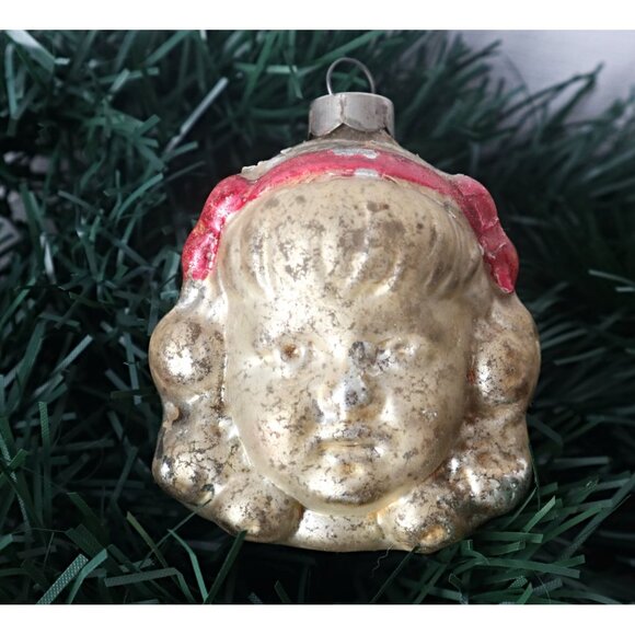 Antique Mercury Glass Christmas Ornament German Goldilocks Victorian Girl - Picture 7 of 7